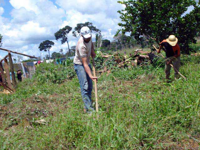 Camponeses preparam a terra para cultivo - União Bandeirantes